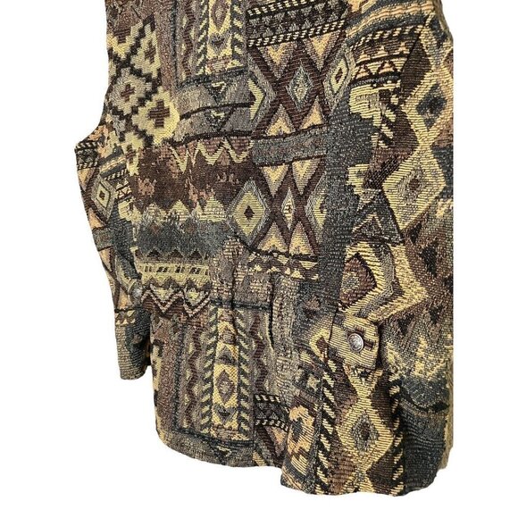 VTG Rough Rider by Circle T Western Tapestry Vest Size XL Southwestern 90s USA - Picture 4 of 10